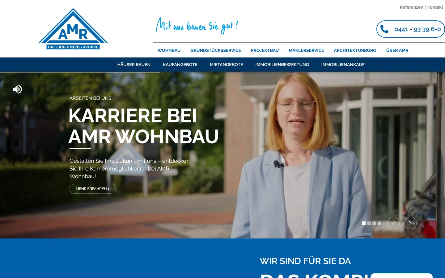 Screenshot der Website von AMR Wohnbau