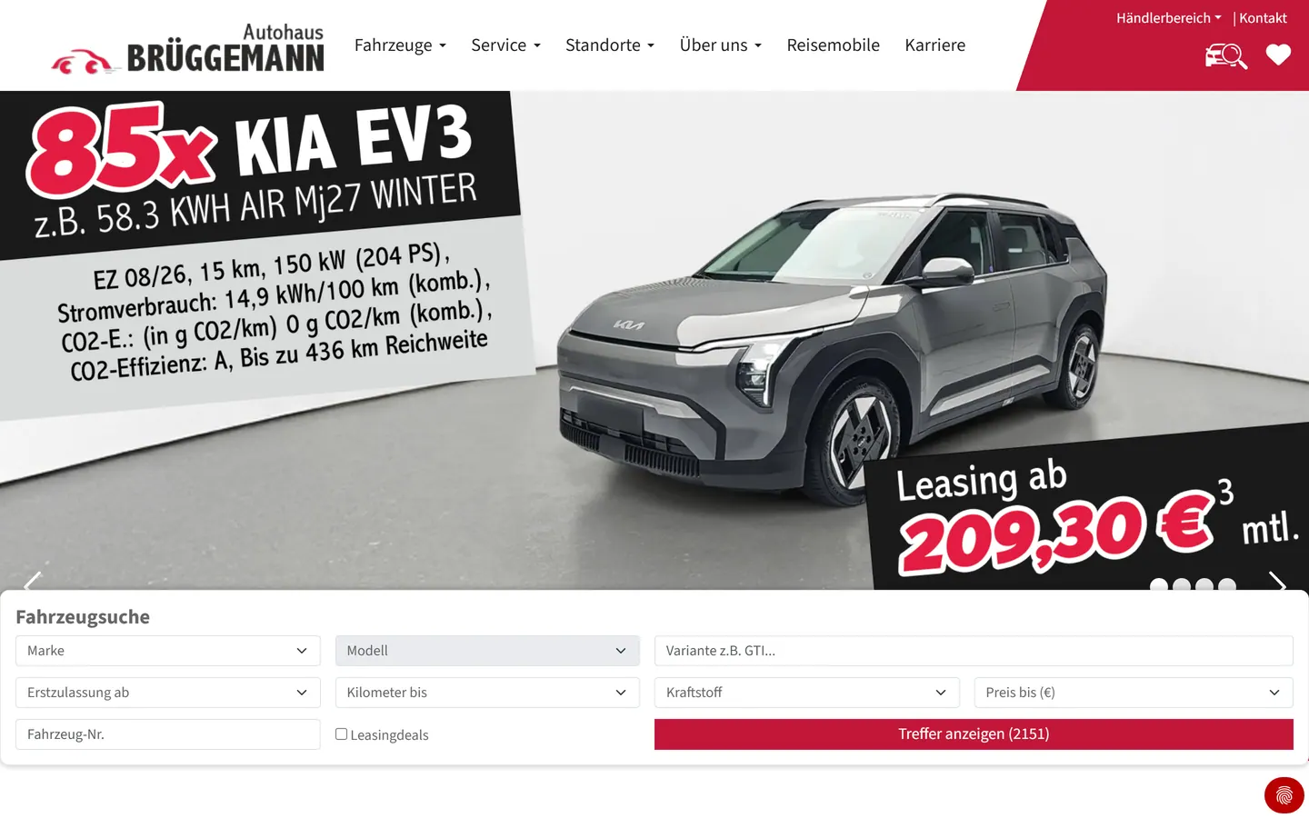 Screenshot der Website von Autohaus Brüggemann