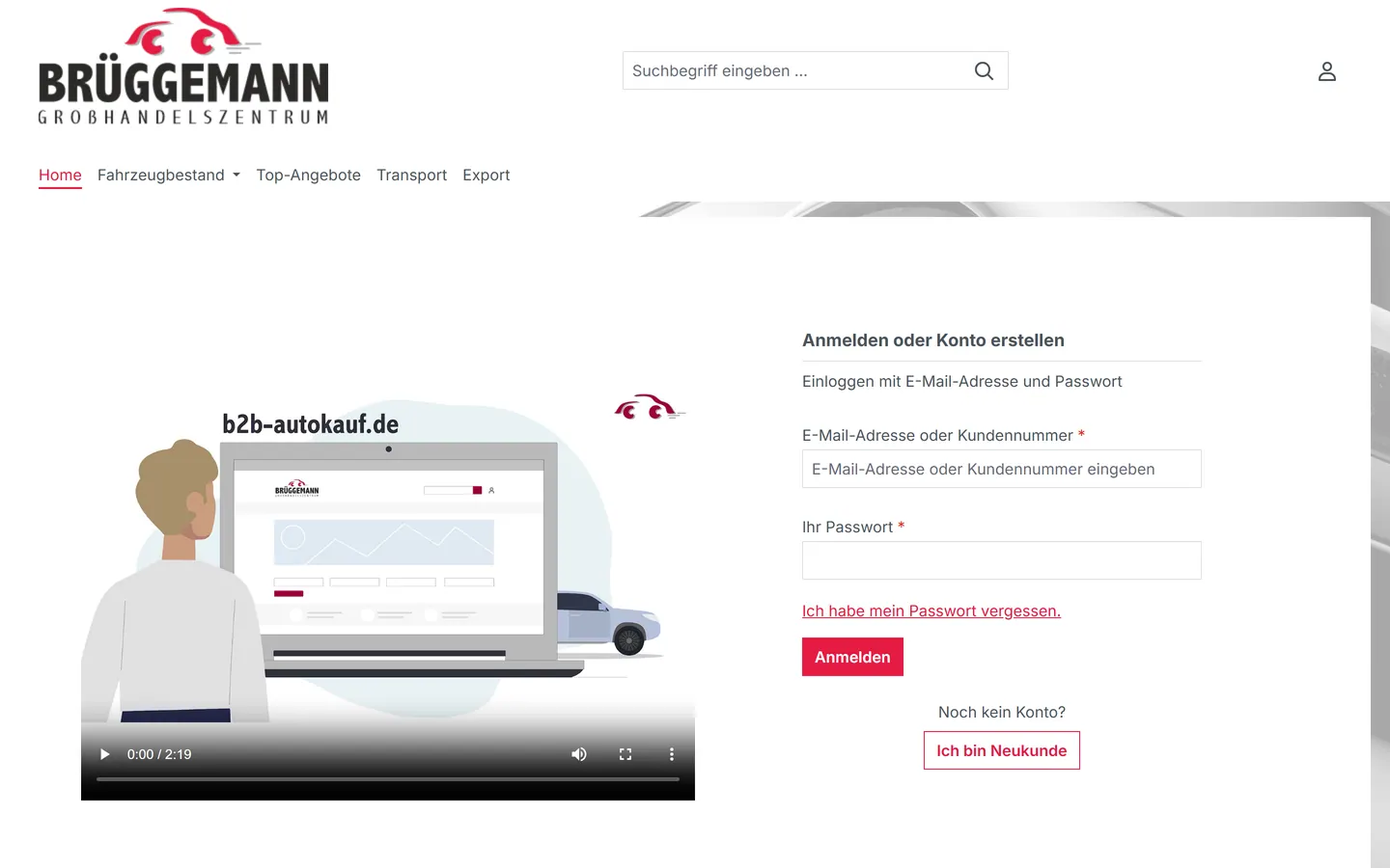 Screenshot der Website von Autohaus Brüggemann