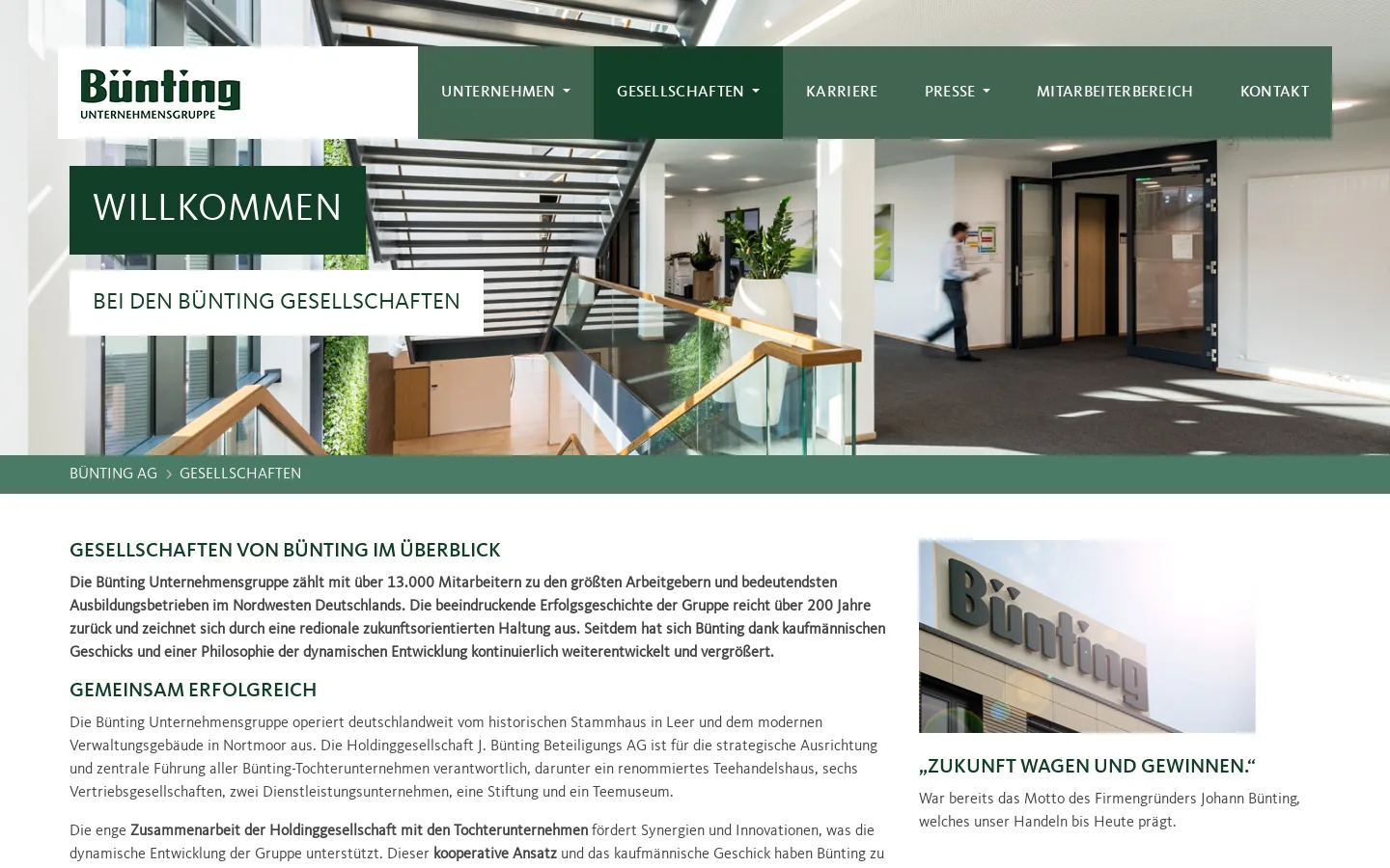 Gesellschaften der Bünting Unternehmensgruppe im Überblick