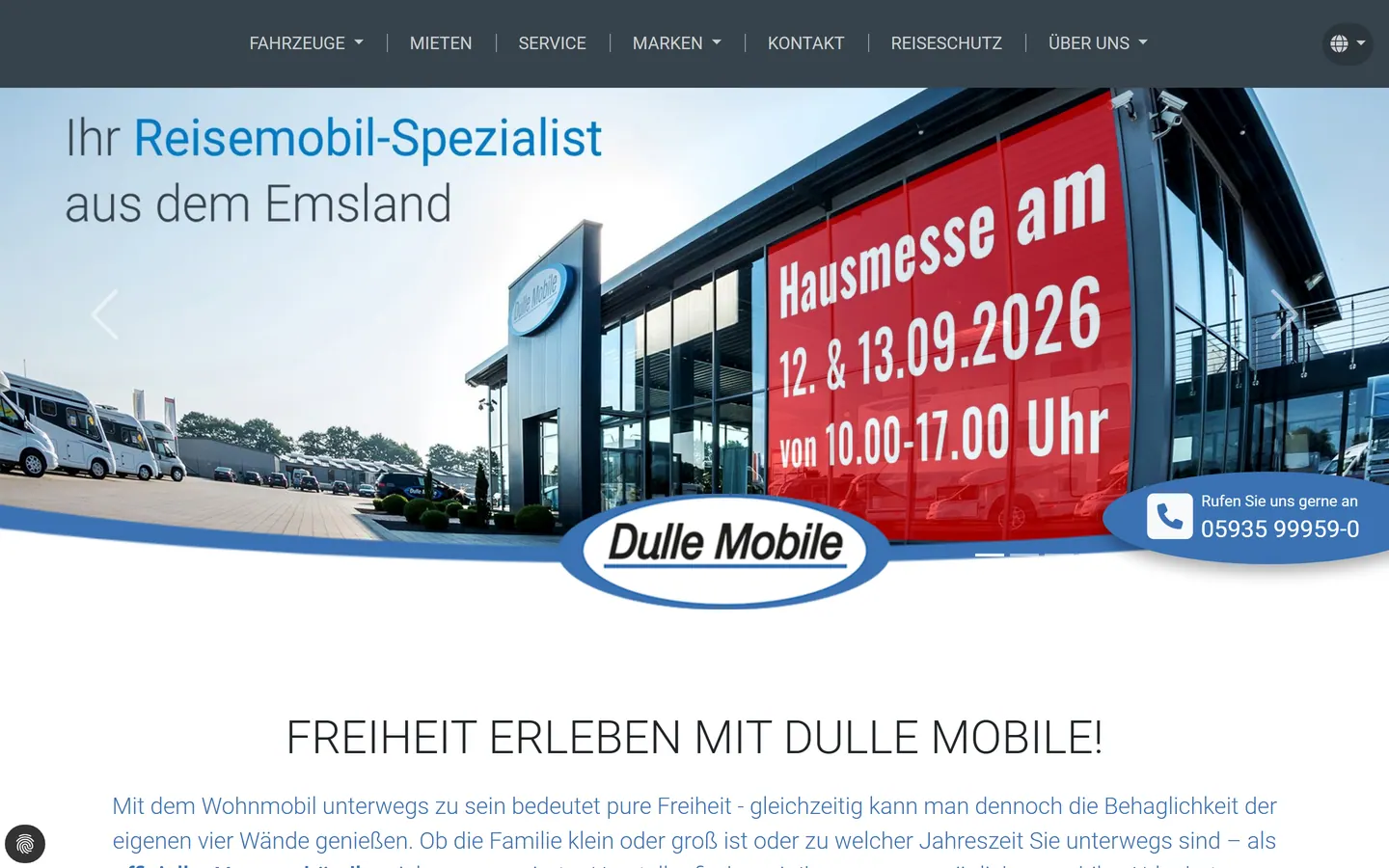 Screenshot der Website von Dulle Mobile
