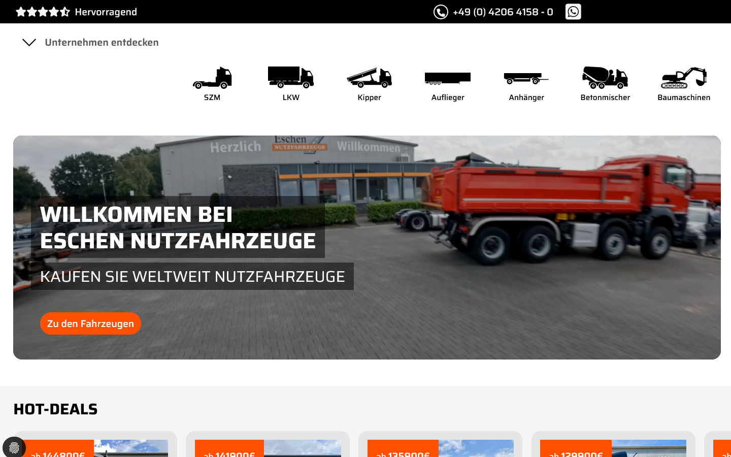 Screenshot of the Eschen Nutzfahrzeuge website