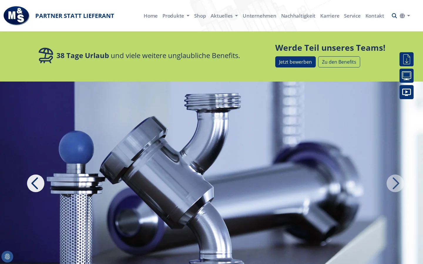 Startseite von ms-armaturen.de